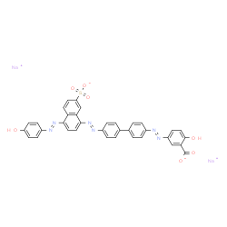 ChemSpider 2D Image | DISODIUM 2-HYDROXY-5-((4'-((4-((4-HYDROXYPHENYL)AZO)-7-SULFO-1-NAPHTHALENYL)AZO)(1,1'-BIPHENYL)-4-YL)AZO)BENZOATE | C35H22N6Na2O7S
