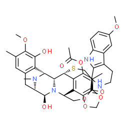 ChemSpider 2D Image | (1R,1'R,2'R,3'R,12'S)-5',12'-Dihydroxy-6,6'-dimethoxy-7',21',30'-trimethyl-27'-oxo-2,3,4,9-tetrahydrospiro[beta-carboline-1,26'-[17,19,28]trioxa[24]thia[13,30]diazaheptacyclo[12.9.6.1~3,11~.0~2,13~.0~
4,9~.0~15,23~.0~16,20~]triaconta[4,6,8,15,20,22]hexaen]-22'-yl acetate | C41H44N4O10S
