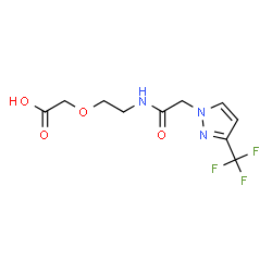 ChemSpider 2D Image | [2-({[3-(Trifluoromethyl)-1H-pyrazol-1-yl]acetyl}amino)ethoxy]acetic acid | C10H12F3N3O4