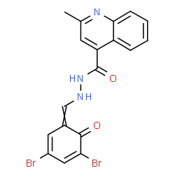 ChemSpider 2D Image | N'-[(3,5-Dibromo-6-oxo-2,4-cyclohexadien-1-ylidene)methyl]-2-methyl-4-quinolinecarbohydrazide | C18H13Br2N3O2