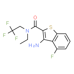 ChemSpider 2D Image | 3-Amino-N-ethyl-4-fluoro-N-(2,2,2-trifluoroethyl)-1-benzothiophene-2-carboxamide | C13H12F4N2OS