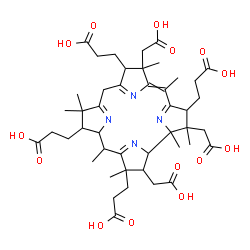 ChemSpider 2D Image | 3-[3,12,17-tris(2-carboxyethyl)-2,13,18-tris(carboxymethyl)-3,5,8,8,13,15,18,19-octamethyl-1,2,5,6,7,10,12,17-octahydrocorrin-7-yl]propanoic acid | C45H62N4O14