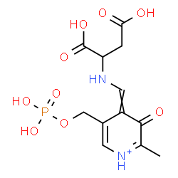ChemSpider 2D Image | N-({2-Methyl-3-oxo-5-[(phosphonooxy)methyl]-4(3H)-pyridiniumylidene}methyl)aspartic acid | C12H16N2O9P
