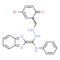 ChemSpider 2D Image | 6-({2-[Anilino(2H-benzimidazol-2-ylidene)methyl]hydrazino}methylene)-4-bromo-2,4-cyclohexadien-1-one | C21H16BrN5O