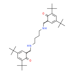 ChemSpider 2D Image | 6,6'-[1,4-Butanediylbis(iminomethylylidene)]bis[2,4-bis(2-methyl-2-propanyl)-2,4-cyclohexadien-1-one] | C34H52N2O2
