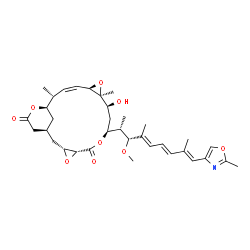 ChemSpider 2D Image | (1S,3R,5R,8S,10S,11S,13R,14Z,16R,17R)-10-Hydroxy-8-[(2S,3R,4E,6E,8E)-3-methoxy-4,8-dimethyl-9-(2-methyl-1,3-oxazol-4-yl)-4,6,8-nonatrien-2-yl]-11,16-dimethyl-4,7,12,18-tetraoxatetracyclo[15.3.1.0~3,5~
.0~11,13~]henicos-14-ene-6,19-dione | C35H47NO9