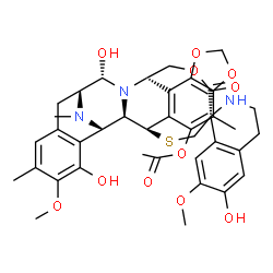 ChemSpider 2D Image | (1R,1'R,2'R,12'S)-5',6,12'-Trihydroxy-6',7-dimethoxy-7',21',30'-trimethyl-27'-oxo-3,4-dihydro-2H-spiro[isoquinoline-1,26'-[17,19,28]trioxa[24]thia[13,30]diazaheptacyclo[12.9.6.1~3,11~.0~2,13~.0~4,9~.0
~15,23~.0~16,20~]triaconta[4,6,8,15,20,22]hexaen]-22'-yl acetate | C39H43N3O11S