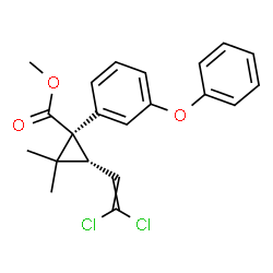ChemSpider 2D Image | Methyl (1S,3R)-3-(2,2-dichlorovinyl)-2,2-dimethyl-1-(3-phenoxyphenyl)cyclopropanecarboxylate | C21H20Cl2O3
