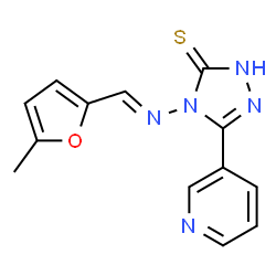ChemSpider 2D Image | 4-{[(E)-(5-Methyl-2-furyl)methylene]amino}-5-(pyridin-3-yl)-4H-1,2,4-triazole-3-thiol | C13H11N5OS