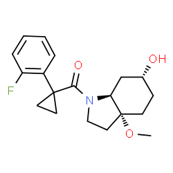 ChemSpider 2D Image | [1-(2-Fluorophenyl)cyclopropyl][(3aR,6R,7aS)-6-hydroxy-3a-methoxyoctahydro-1H-indol-1-yl]methanone | C19H24FNO3