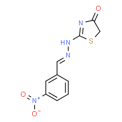 ChemSpider 2D Image | 2-[(2E)-2-(3-Nitrobenzylidene)hydrazino]-1,3-thiazol-4(5H)-one | C10H8N4O3S