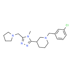 ChemSpider 2D Image | 1-(3-Chlorobenzyl)-3-[4-methyl-5-(1-pyrrolidinylmethyl)-4H-1,2,4-triazol-3-yl]piperidine | C20H28ClN5