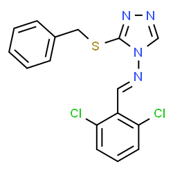 ChemSpider 2D Image | 3-(Benzylsulfanyl)-N-[(E)-(2,6-dichlorophenyl)methylene]-4H-1,2,4-triazol-4-amine | C16H12Cl2N4S