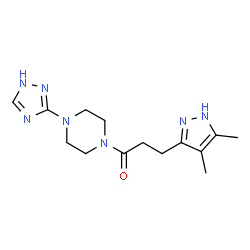 ChemSpider 2D Image | 3-(4,5-Dimethyl-1H-pyrazol-3-yl)-1-[4-(1H-1,2,4-triazol-3-yl)-1-piperazinyl]-1-propanone | C14H21N7O