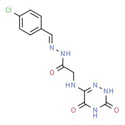 ChemSpider 2D Image | N'-[(E)-(4-Chlorophenyl)methylene]-2-[(3,5-dioxo-2,3,4,5-tetrahydro-1,2,4-triazin-6-yl)amino]acetohydrazide | C12H11ClN6O3