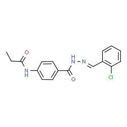 ChemSpider 2D Image | N-(4-{[(2E)-2-(2-Chlorobenzylidene)hydrazino]carbonyl}phenyl)propanamide | C17H16ClN3O2