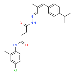ChemSpider 2D Image | N-(4-Chloro-2-methylphenyl)-4-{(2E)-2-[(2Z)-3-(4-isopropylphenyl)-2-methyl-2-propen-1-ylidene]hydrazino}-4-oxobutanamide | C24H28ClN3O2