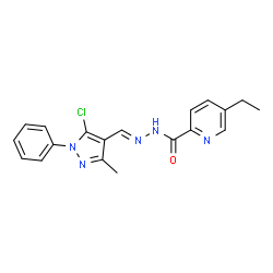 ChemSpider 2D Image | N'-[(E)-(5-Chloro-3-methyl-1-phenyl-1H-pyrazol-4-yl)methylene]-5-ethyl-2-pyridinecarbohydrazide | C19H18ClN5O