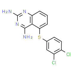 ChemSpider 2D Image | 5-[(3,4-Dichlorophenyl)sulfanyl]-2,4-quinazolinediamine | C14H10Cl2N4S