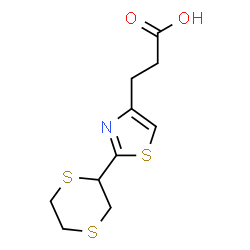 ChemSpider 2D Image | 3-[2-(1,4-Dithian-2-yl)-1,3-thiazol-4-yl]propanoic acid | C10H13NO2S3