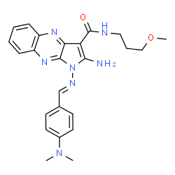 ChemSpider 2D Image | 2-Amino-1-{(E)-[4-(dimethylamino)benzylidene]amino}-N-(3-methoxypropyl)-1H-pyrrolo[2,3-b]quinoxaline-3-carboxamide | C24H27N7O2