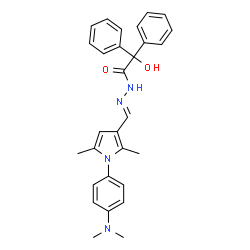 ChemSpider 2D Image | N'-[(E)-{1-[4-(Dimethylamino)phenyl]-2,5-dimethyl-1H-pyrrol-3-yl}methylene]-2-hydroxy-2,2-diphenylacetohydrazide | C29H30N4O2