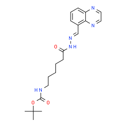 ChemSpider 2D Image | 2-Methyl-2-propanyl {6-oxo-6-[(2E)-2-(5-quinoxalinylmethylene)hydrazino]hexyl}carbamate | C20H27N5O3