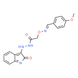 ChemSpider 2D Image | 2-{[(E)-(4-Methoxybenzylidene)amino]oxy}-N'-(2-oxo-2H-indol-3-yl)acetohydrazide | C18H16N4O4
