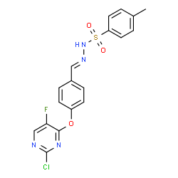 ChemSpider 2D Image | N'-[(E)-{4-[(2-Chloro-5-fluoro-4-pyrimidinyl)oxy]phenyl}methylene]-4-methylbenzenesulfonohydrazide | C18H14ClFN4O3S