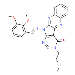 ChemSpider 2D Image | 11-[(E)-(2,3-Dimethoxybenzylidene)amino]-3-(2-methoxyethyl)-3,11-dihydro-4H-pyrimido[5',4':4,5]pyrrolo[2,3-b]quinoxalin-4-one | C24H22N6O4