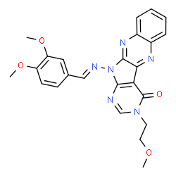 ChemSpider 2D Image | 11-[(E)-(3,4-Dimethoxybenzylidene)amino]-3-(2-methoxyethyl)-3,11-dihydro-4H-pyrimido[5',4':4,5]pyrrolo[2,3-b]quinoxalin-4-one | C24H22N6O4