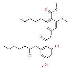 ChemSpider 2D Image | Methyl 4-([2-hydroxy-4-methoxy-6-(2-oxoheptyl)benzoyl]oxy)-2-methoxy-6-pentylbenzoate | C29H38O8