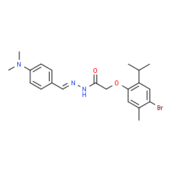 ChemSpider 2D Image | 2-(4-Bromo-2-isopropyl-5-methylphenoxy)-N'-{(E)-[4-(dimethylamino)phenyl]methylene}acetohydrazide | C21H26BrN3O2