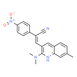 ChemSpider 2D Image | 3-[(Z)-2-Cyano-2-(4-nitrophenyl)vinyl]-2-(dimethylamino)-7-methylquinolinium | C21H19N4O2