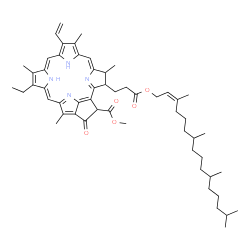 ChemSpider 2D Image | Methyl 14-ethyl-4,8,13,18-tetramethyl-20-oxo-3-(3-oxo-3-{[(2Z)-3,7,11,15-tetramethyl-2-hexadecen-1-yl]oxy}propyl)-9-vinyl-24,25-dihydro-21-phorbinecarboxylate | C55H74N4O5