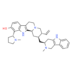 ChemSpider 2D Image | (2S,3R,12bS)-11-[(2R)-1-Methyl-2-pyrrolidinyl]-2-{[(3S)-2-methyl-2,3,4,5-tetrahydro-1H-pyrido[4,3-b]indol-3-yl]methyl}-3-vinyl-1,2,3,4,6,7,12,12b-octahydroindolo[2,3-a]quinolizin-10-ol | C35H43N5O