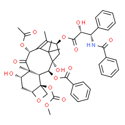 ChemSpider 2D Image | (2alpha,5beta,7beta,10beta,13alpha)-10-Acetoxy-13-{[(2R,3S)-3-(benzoylamino)-2-hydroxy-3-phenylpropanoyl]oxy}-1,7-dihydroxy-4-[(methoxycarbonyl)oxy]-9-oxo-5,20-epoxytax-11-en-2-yl benzoate | C47H51NO15
