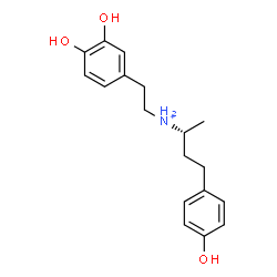 ChemSpider 2D Image | (2R)-N-[2-(3,4-Dihydroxyphenyl)ethyl]-4-(4-hydroxyphenyl)-2-butanaminium | C18H24NO3