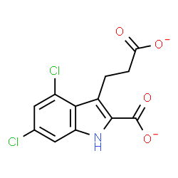 ChemSpider 2D Image | 3-(2-Carboxylatoethyl)-4,6-dichloro-1H-indole-2-carboxylate | C12H7Cl2NO4