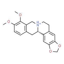 ChemSpider 2D Image | (13aS)-9,10-Dimethoxy-5,8,13,13a-tetrahydro-6H-[1,3]dioxolo[4,5-g]isoquinolino[3,2-a]isoquinolin-7-ium | C20H22NO4