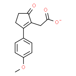 ChemSpider 2D Image | [2-(4-Methoxyphenyl)-5-oxo-1-cyclopenten-1-yl]acetate | C14H13O4