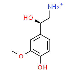 ChemSpider 2D Image | (2R)-2-Hydroxy-2-(4-hydroxy-3-methoxyphenyl)ethanaminium | C9H14NO3