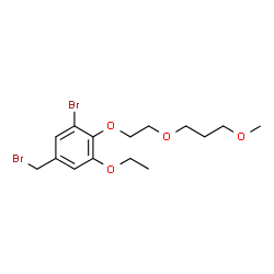 ChemSpider 2D Image | 1-Bromo-5-(bromomethyl)-3-ethoxy-2-[2-(3-methoxypropoxy)ethoxy]benzene | C15H22Br2O4
