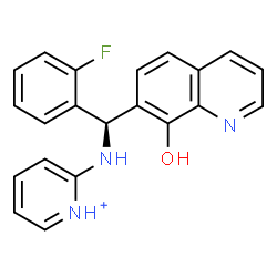 ChemSpider 2D Image | 2-{[(R)-(2-Fluorophenyl)(8-hydroxy-7-quinolinyl)methyl]amino}pyridinium | C21H17FN3O