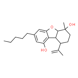 ChemSpider 2D Image | 9-Isopropenyl-6-methyl-3-pentyl-5a,6,7,8,9,9a-hexahydrodibenzo[b,d]furan-1,6-diol | C21H30O3