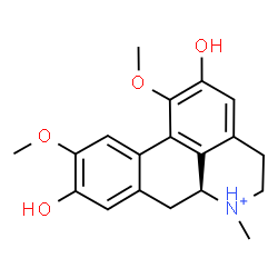 ChemSpider 2D Image | (6aS)-2,9-Dihydroxy-1,10-dimethoxy-6-methyl-5,6,6a,7-tetrahydro-4H-dibenzo[de,g]quinolinium | C19H22NO4