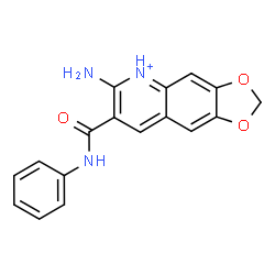 ChemSpider 2D Image | 6-Amino-7-(phenylcarbamoyl)[1,3]dioxolo[4,5-g]quinolin-5-ium | C17H14N3O3