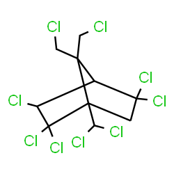 ChemSpider 2D Image | 2,2,3,5,5-Pentachloro-7,7-bis(chloromethyl)-1-(dichloromethyl)bicyclo[2.2.1]heptane | C10H9Cl9