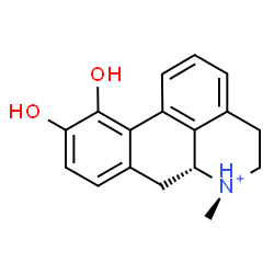 ChemSpider 2D Image | (6R,6aR)-10,11-Dihydroxy-6-methyl-5,6,6a,7-tetrahydro-4H-dibenzo[de,g]quinolinium | C17H18NO2
