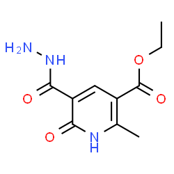 ChemSpider 2D Image | Ethyl 5-(hydrazinocarbonyl)-2-methyl-6-oxo-1,6-dihydro-3-pyridinecarboxylate | C10H13N3O4